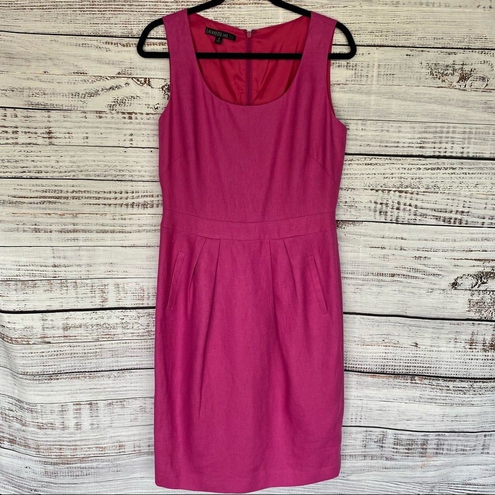 LAFAYETTE 148 Candy Pink 100% Linen Sheath Dress